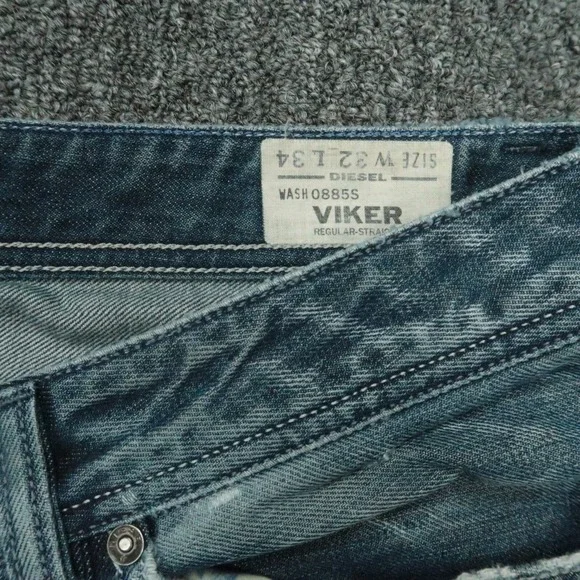 Diesel Jeans Mens 32x34 Blue Viker Straight 5 Pocket Faded Distressed